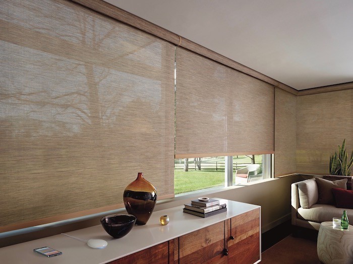 Grass cloth shade in modern house